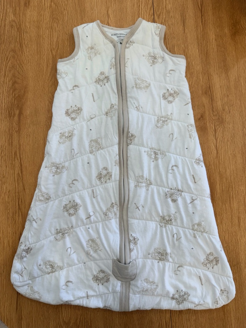 Burt's Bees Baby White Sleep Sack with Taupe Neutral Print